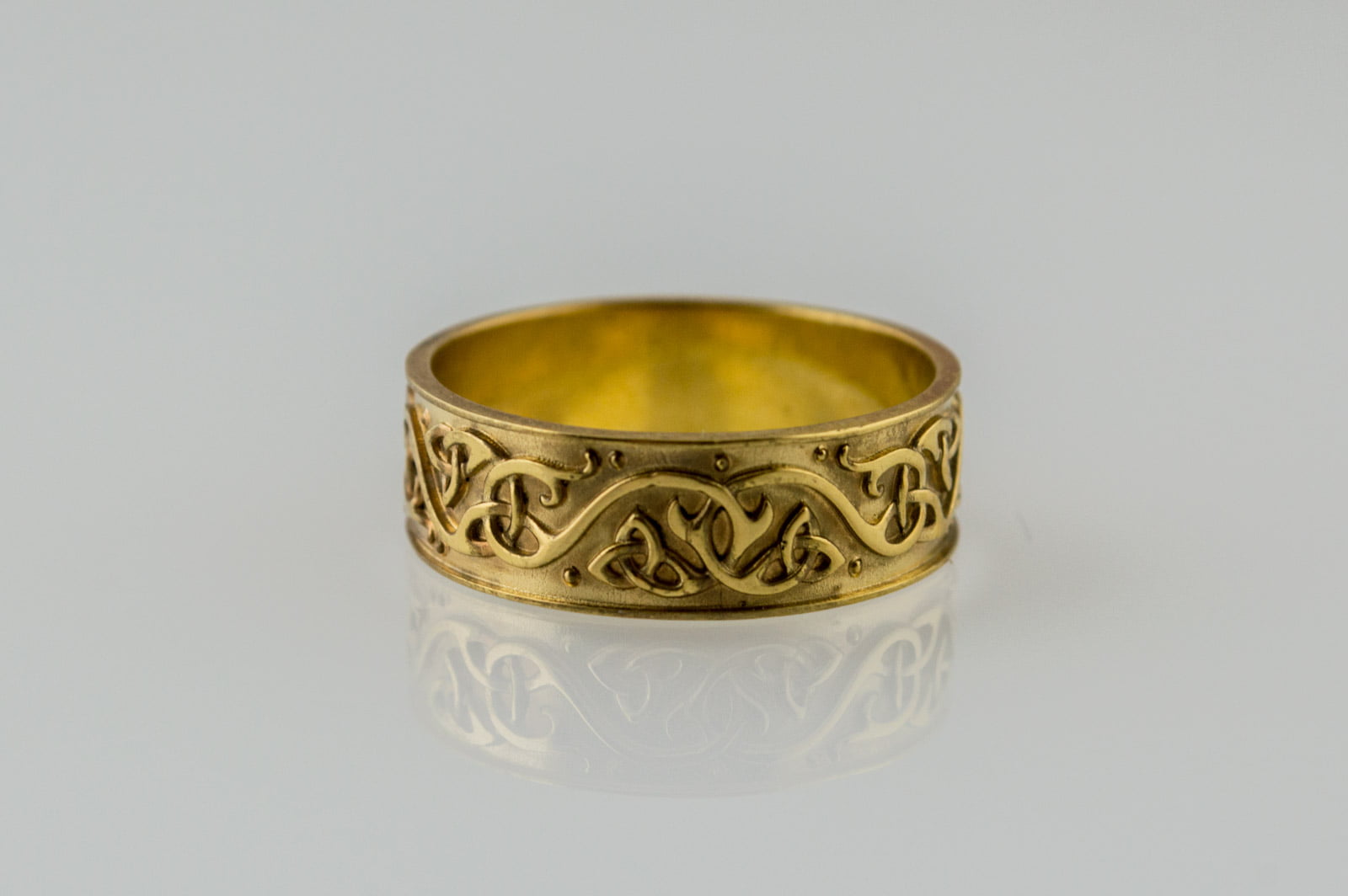 Beautiful Ornament Ring Gold Viking Jewelry - vikingworkshop