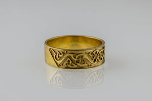 Beautiful Ornament Ring Gold Viking Jewelry - vikingworkshop