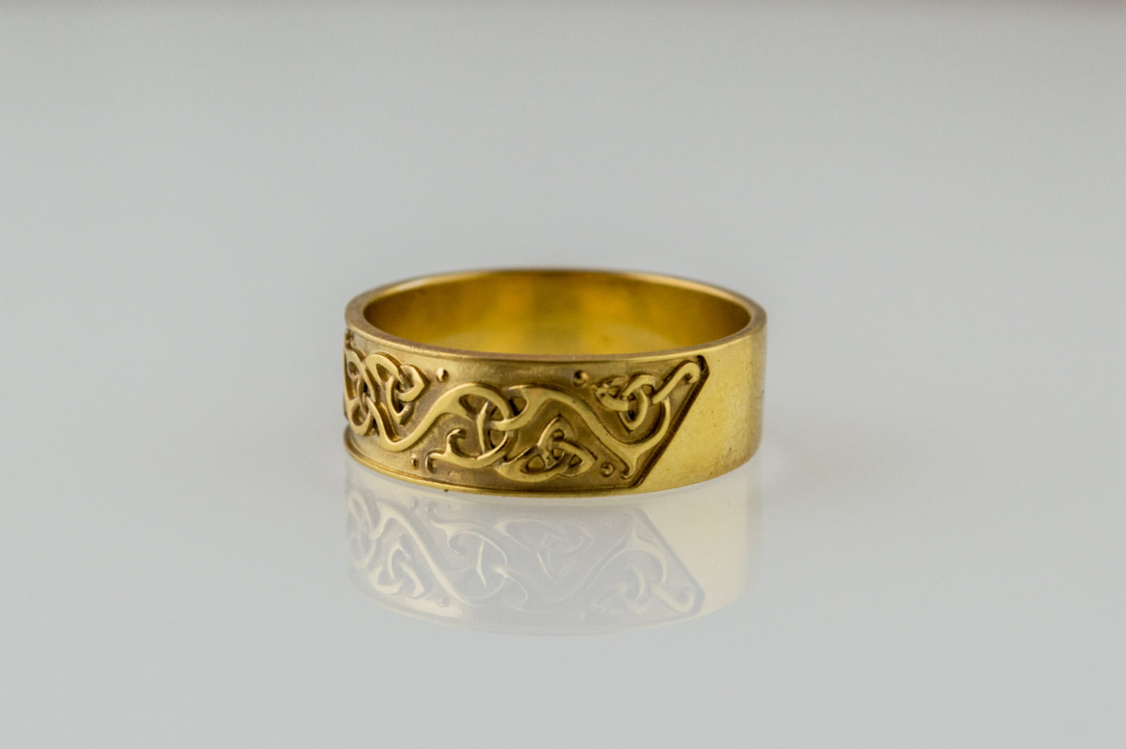 Beautiful Ornament Ring Gold Viking Jewelry - vikingworkshop