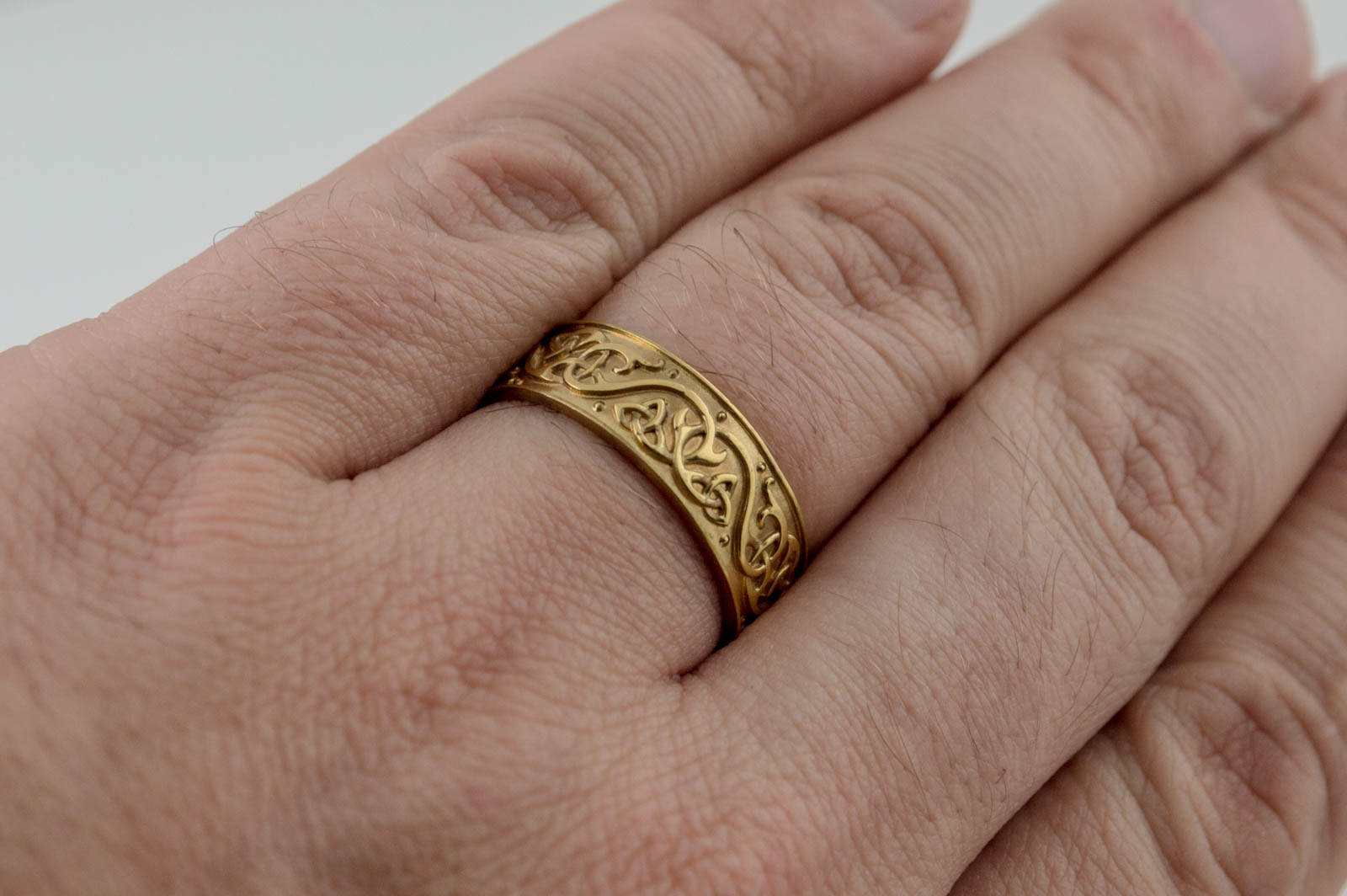 Beautiful Ornament Ring Gold Viking Jewelry - vikingworkshop