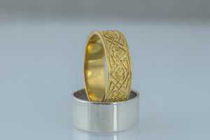 Ring with Norse Ornament Gold Viking Jewelry - vikingworkshop