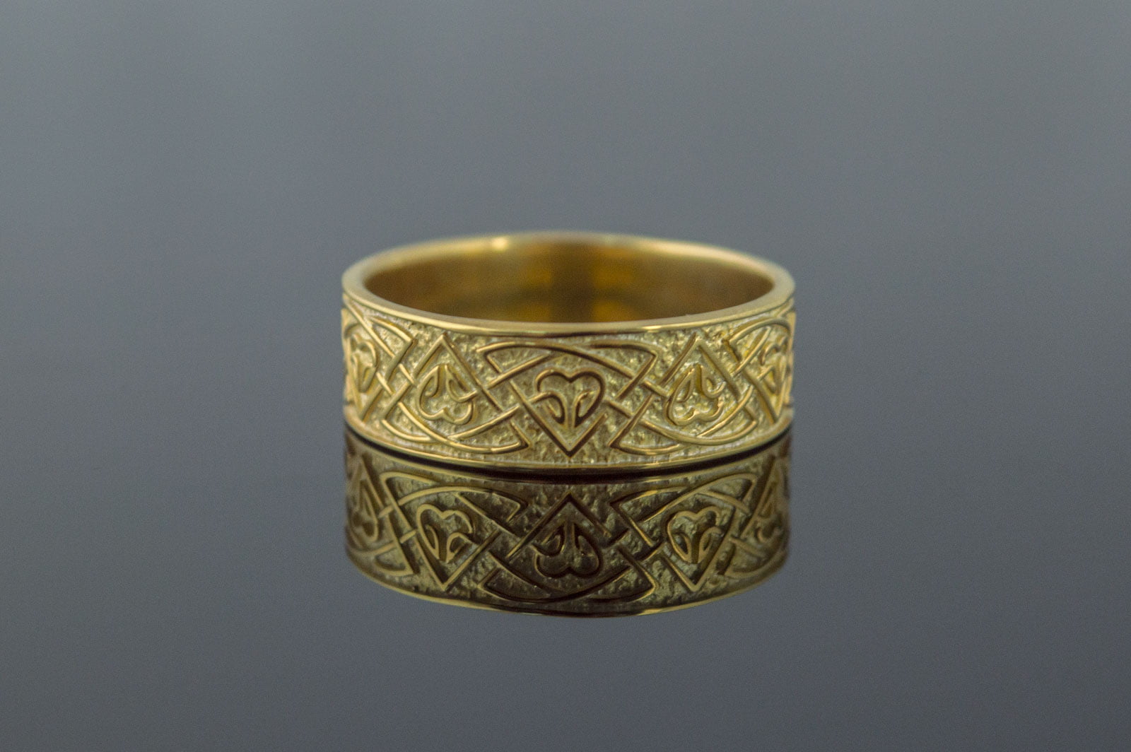 Ring with Norse Ornament Gold Viking Jewelry - vikingworkshop