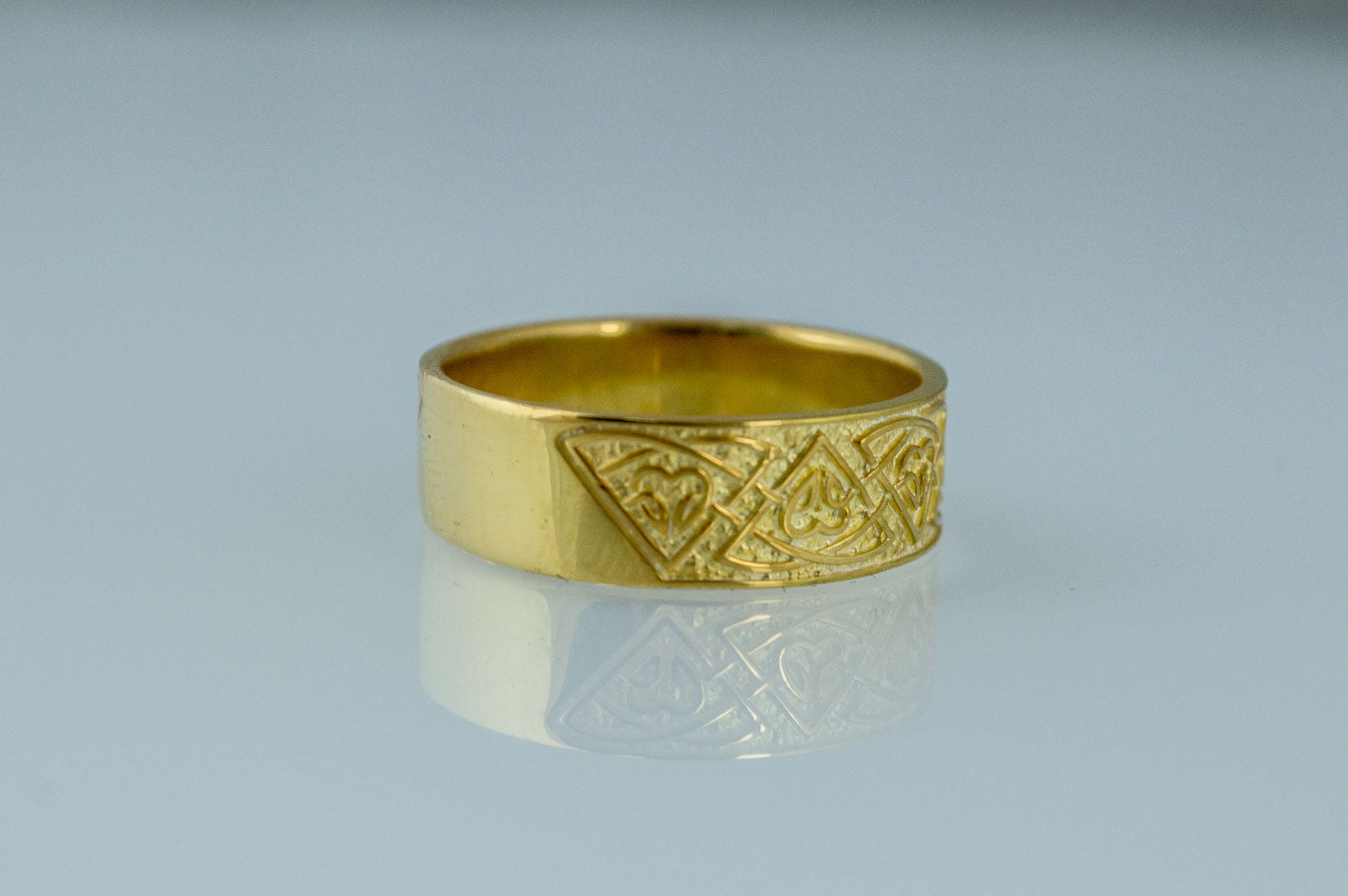 Ring with Norse Ornament Gold Viking Jewelry - vikingworkshop