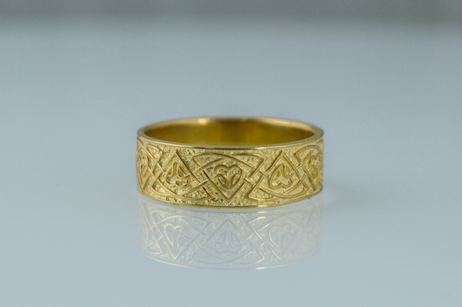 Ring with Norse Ornament Gold Viking Jewelry - vikingworkshop