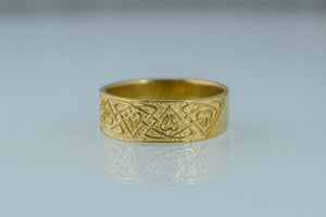 Ring with Norse Ornament Gold Viking Jewelry - vikingworkshop