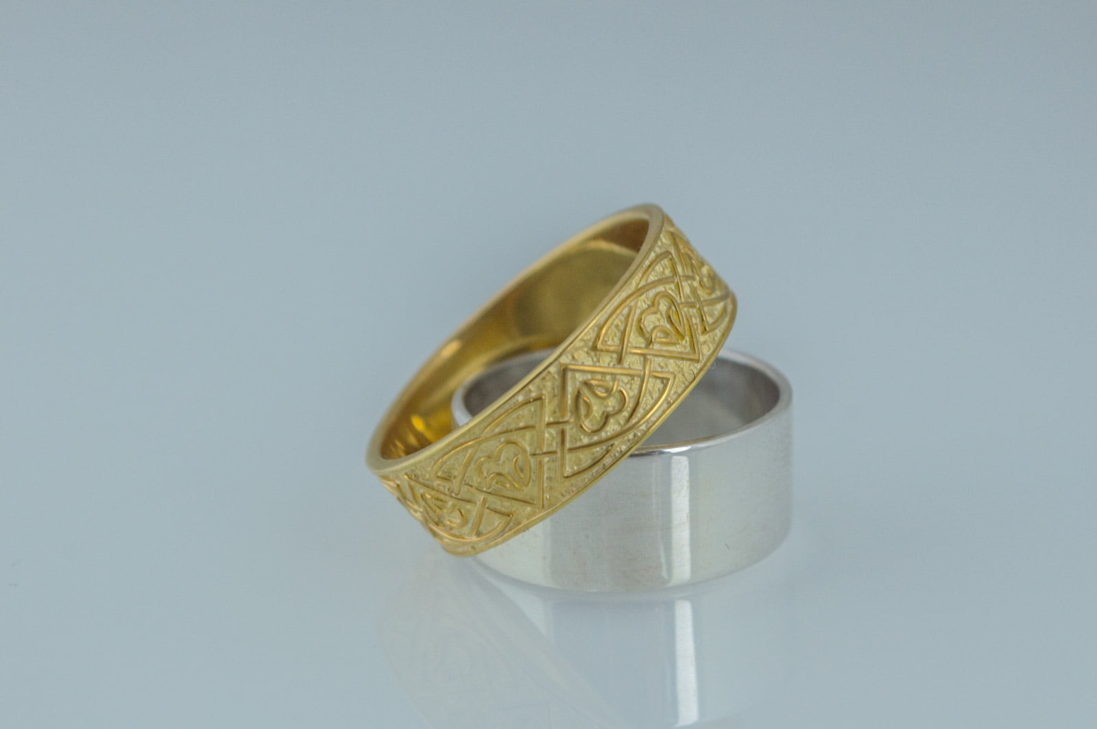 Ring with Norse Ornament Gold Viking Jewelry - vikingworkshop