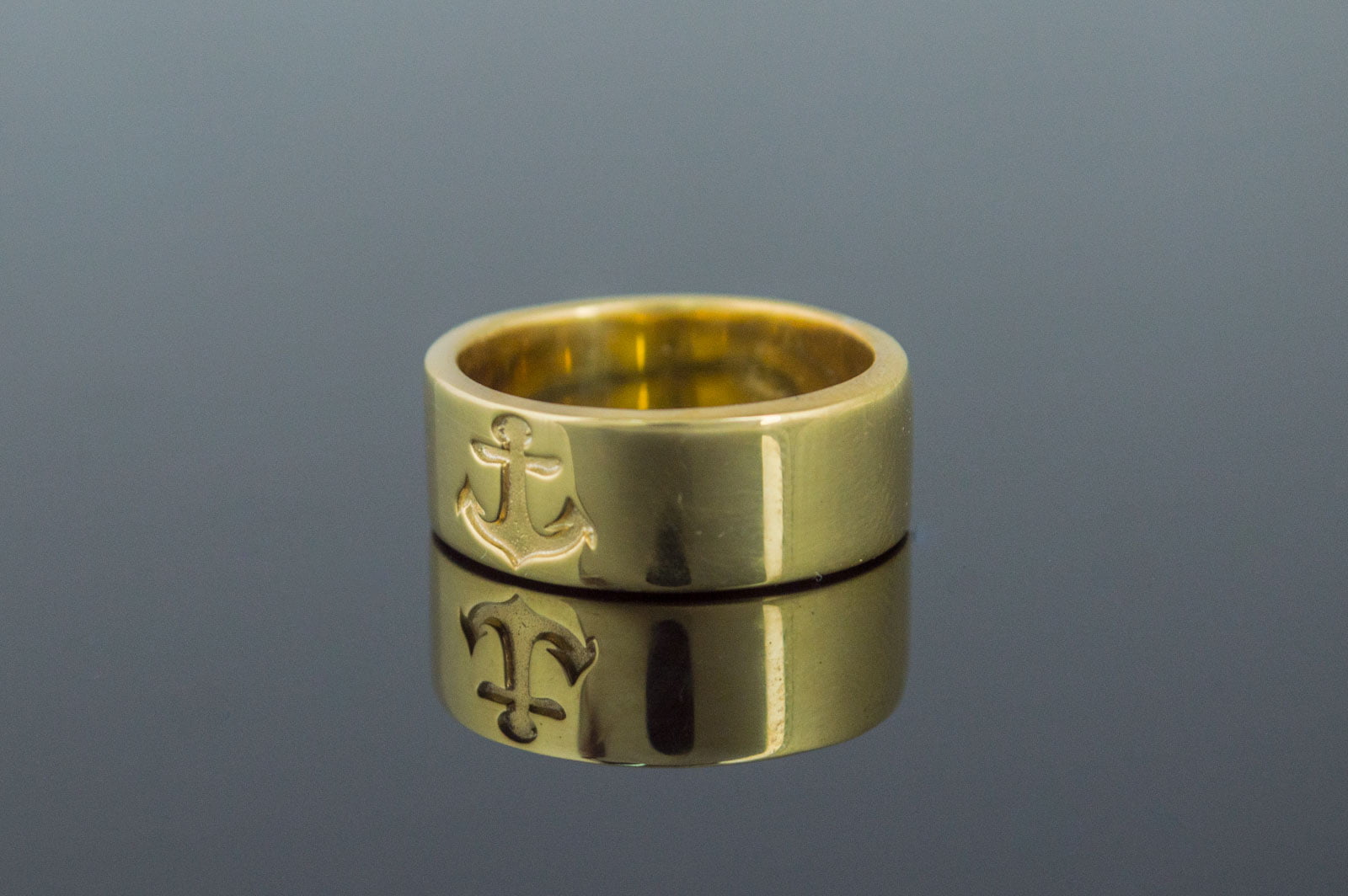 Anchor Symbol Ring Gold Handmade Jewelry - vikingworkshop