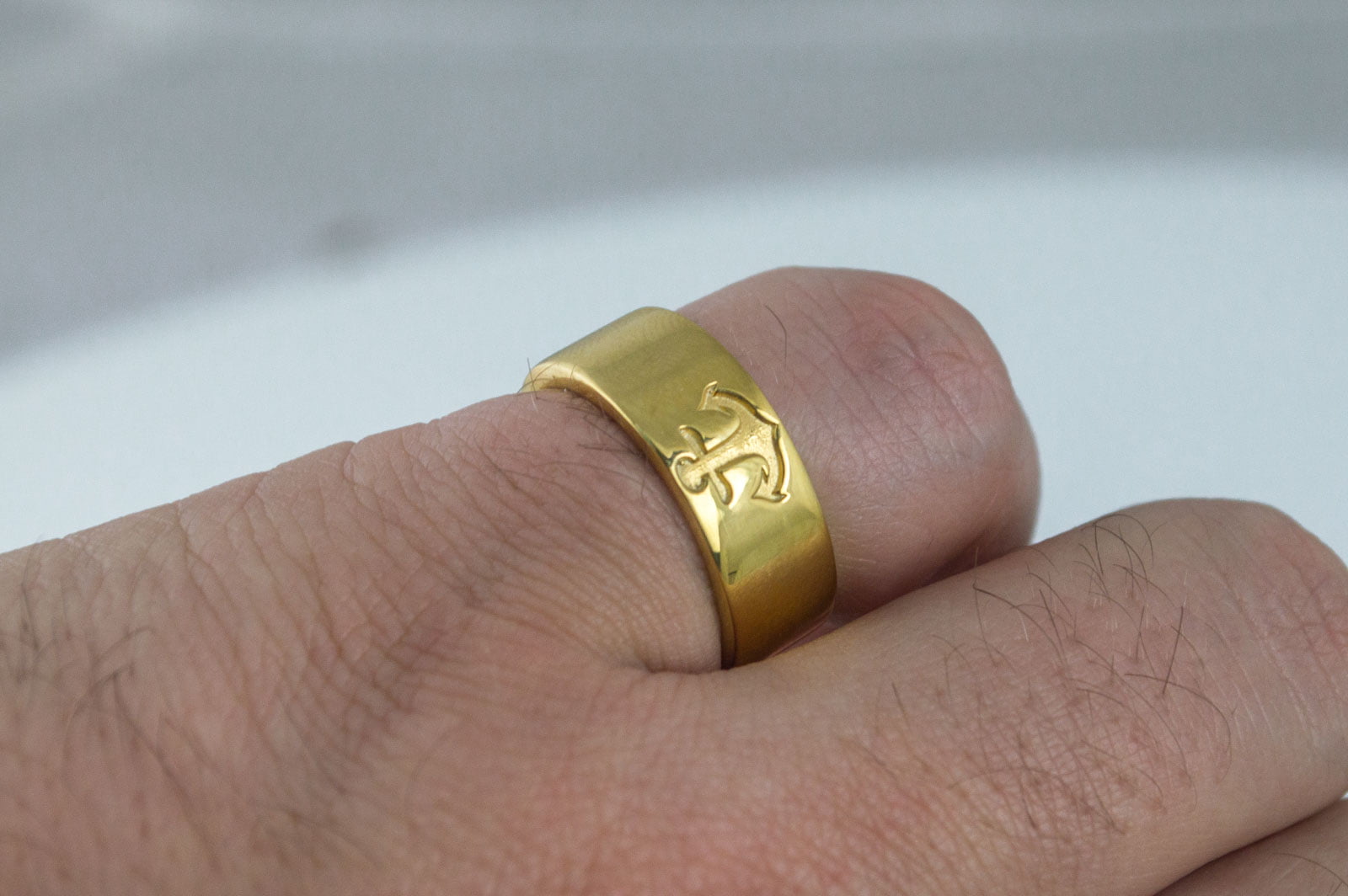 Anchor Symbol Ring Gold Handmade Jewelry - vikingworkshop