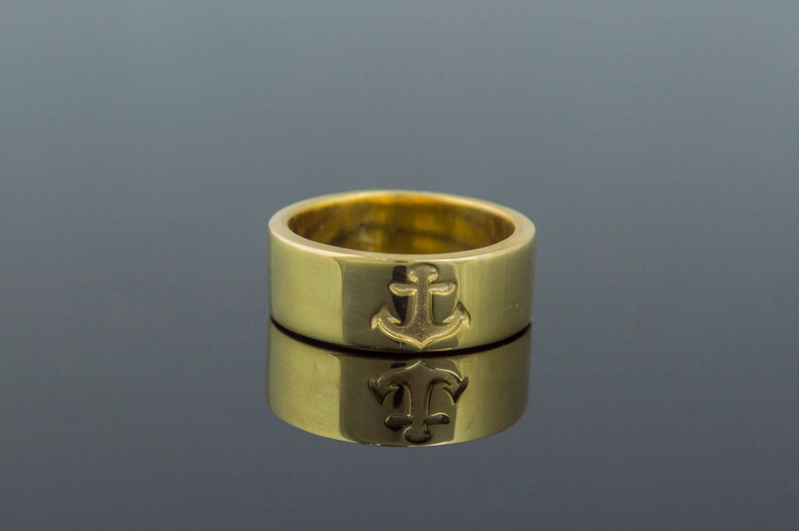 Anchor Symbol Ring Gold Handmade Jewelry - vikingworkshop