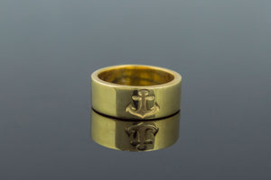 Anchor Symbol Ring Gold Handmade Jewelry - vikingworkshop