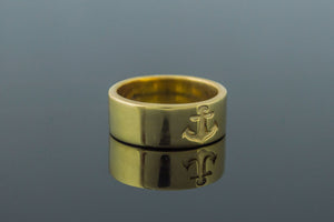 Anchor Symbol Ring Gold Handmade Jewelry - vikingworkshop