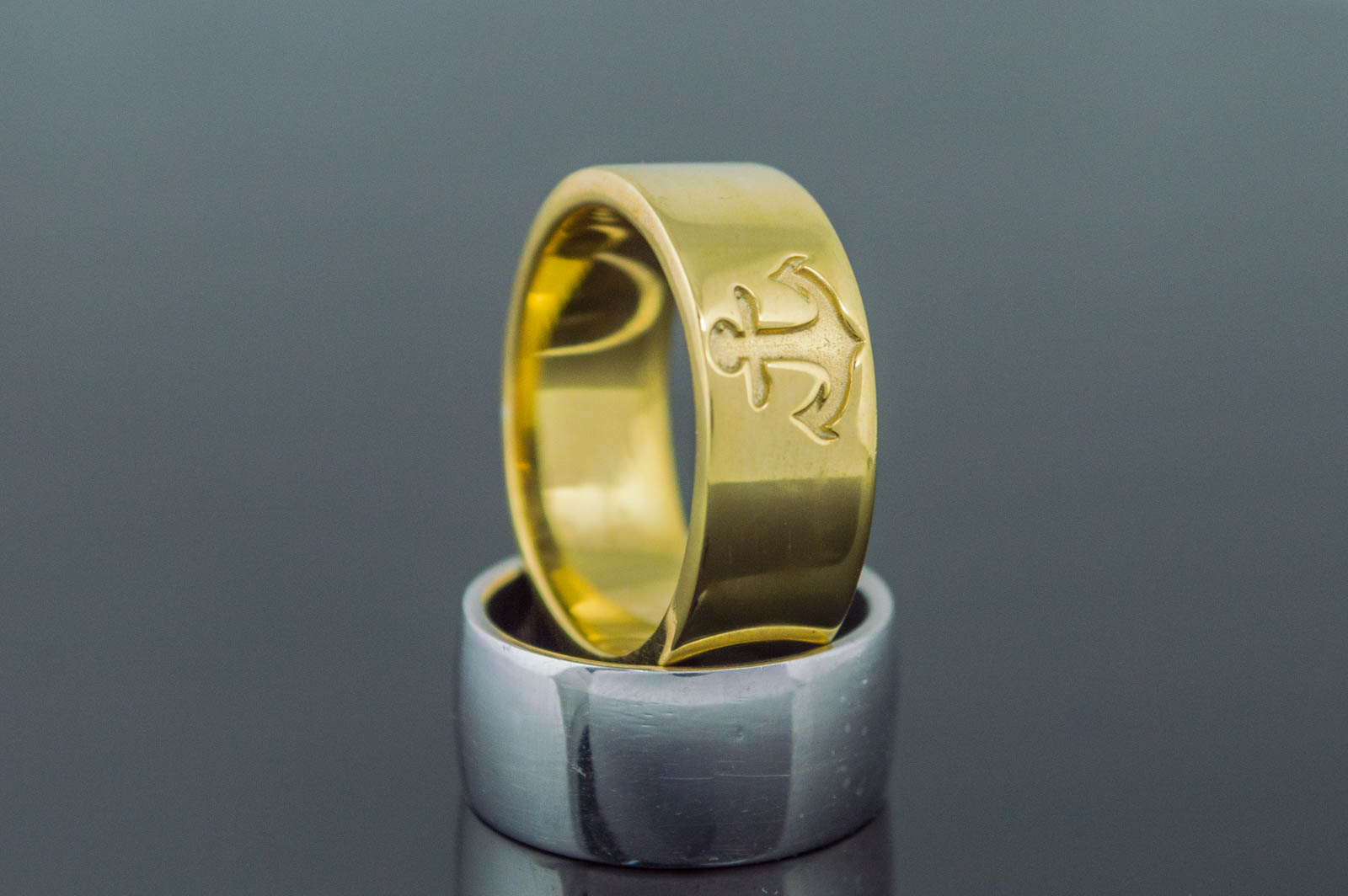 Anchor Symbol Ring Gold Handmade Jewelry - vikingworkshop