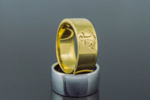 Anchor Symbol Ring Gold Handmade Jewelry - vikingworkshop