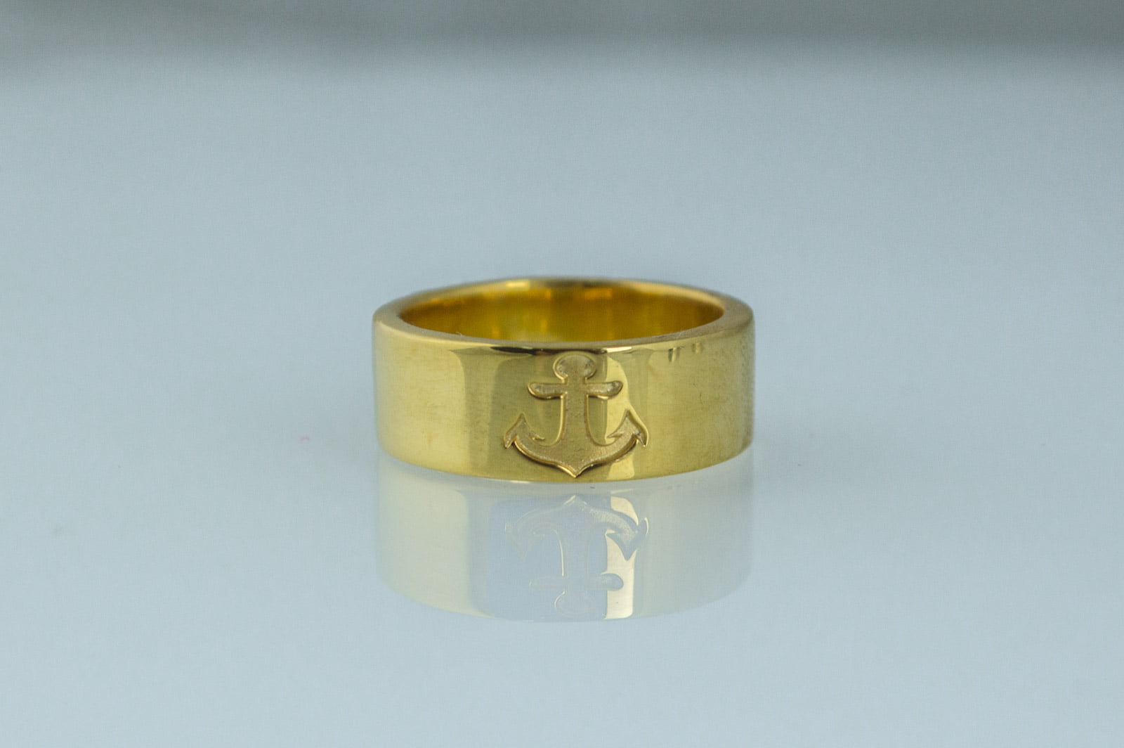 Anchor Symbol Ring Gold Handmade Jewelry - vikingworkshop