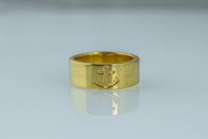 Anchor Symbol Ring Gold Handmade Jewelry - vikingworkshop