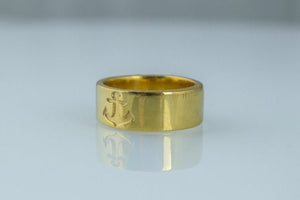 Anchor Symbol Ring Gold Handmade Jewelry - vikingworkshop