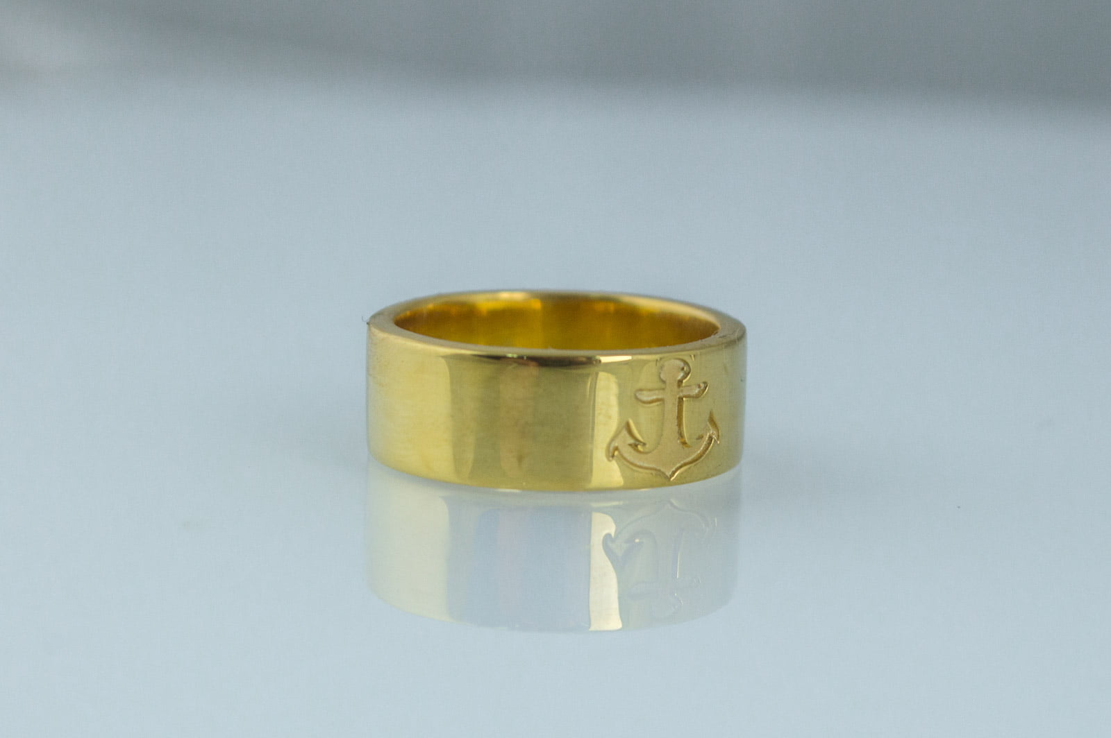 Anchor Symbol Ring Gold Handmade Jewelry - vikingworkshop