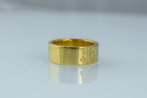 Anchor Symbol Ring Gold Handmade Jewelry - vikingworkshop