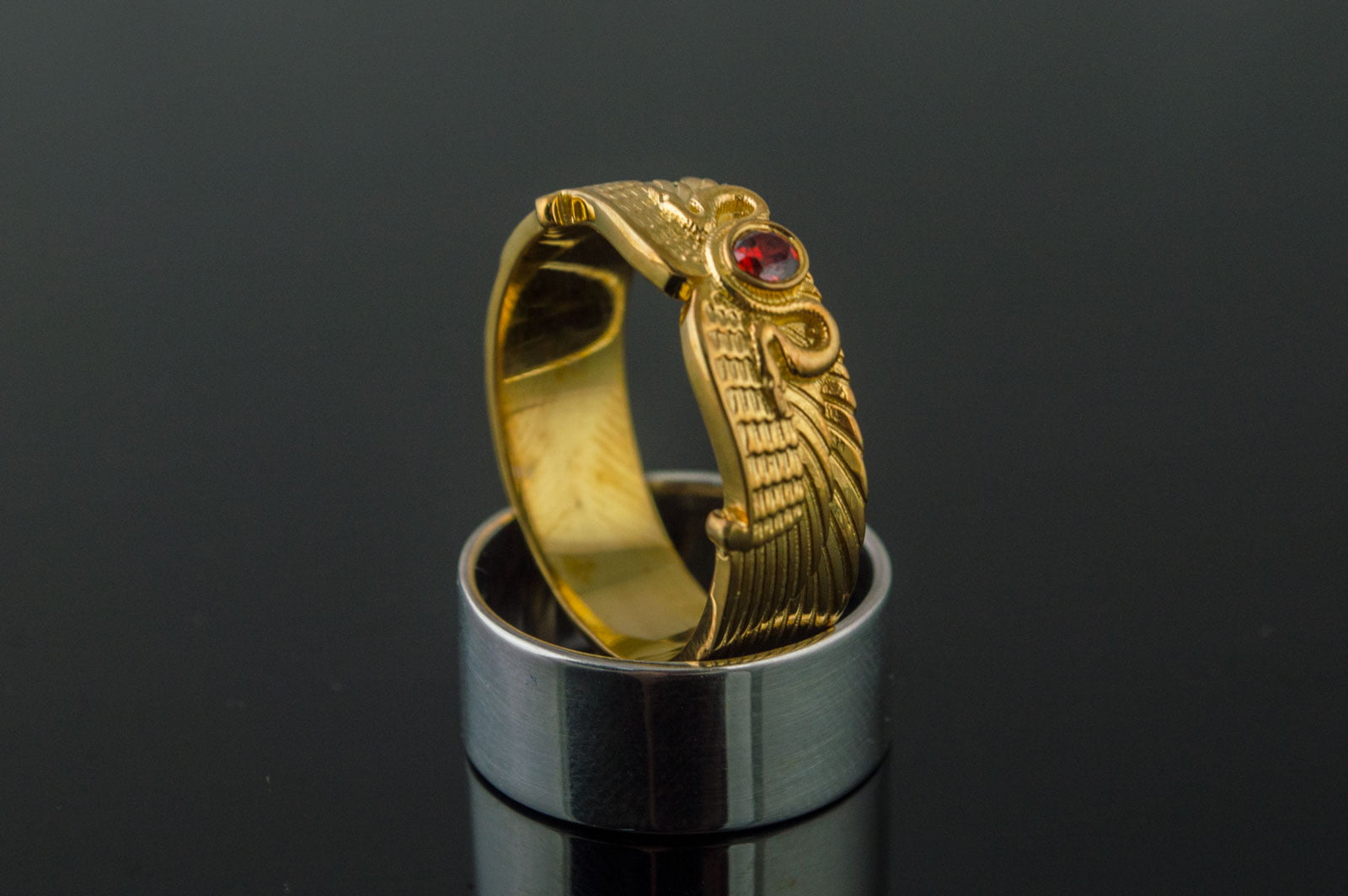 Ring with Compass Symbol Ornament Gold Silver Jewelry - vikingworkshop