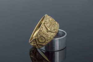 Unique Ring with Anchor Symbol Gold Handcrafted Jewelry - vikingworkshop