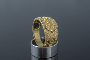 Unique Ring with Anchor Symbol Gold Handcrafted Jewelry - vikingworkshop