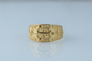 Unique Ring with Anchor Symbol Gold Handcrafted Jewelry - vikingworkshop