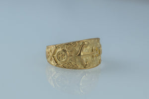 Unique Ring with Anchor Symbol Gold Handcrafted Jewelry - vikingworkshop