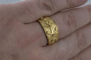 Unique Ring with Anchor Symbol Gold Handcrafted Jewelry - vikingworkshop