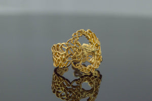 Yggdrasil Ring with Ornament Gold Unique Norse Jewelry - vikingworkshop