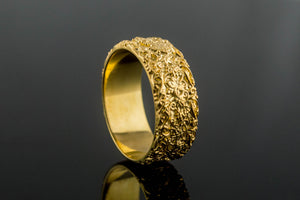 Gold Ring with Flower Ornament Unique Handmade Jewelry - vikingworkshop