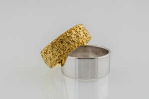 Gold Ring with Flower Ornament Unique Handmade Jewelry - vikingworkshop