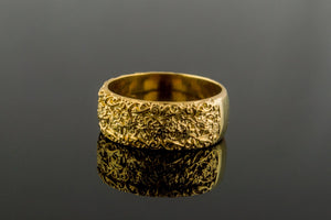 Gold Ring with Flower Ornament Unique Handmade Jewelry - vikingworkshop