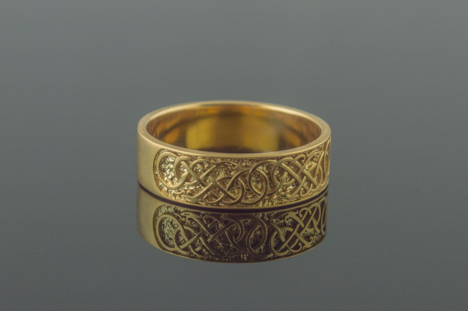 Urnes Ornament Ring Gold Handcrafted Jewelry - vikingworkshop
