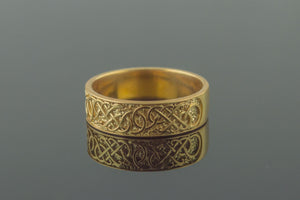 Urnes Ornament Ring Gold Handcrafted Jewelry - vikingworkshop