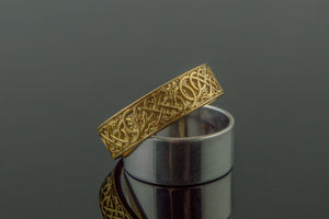 Urnes Ornament Ring Gold Handcrafted Jewelry - vikingworkshop