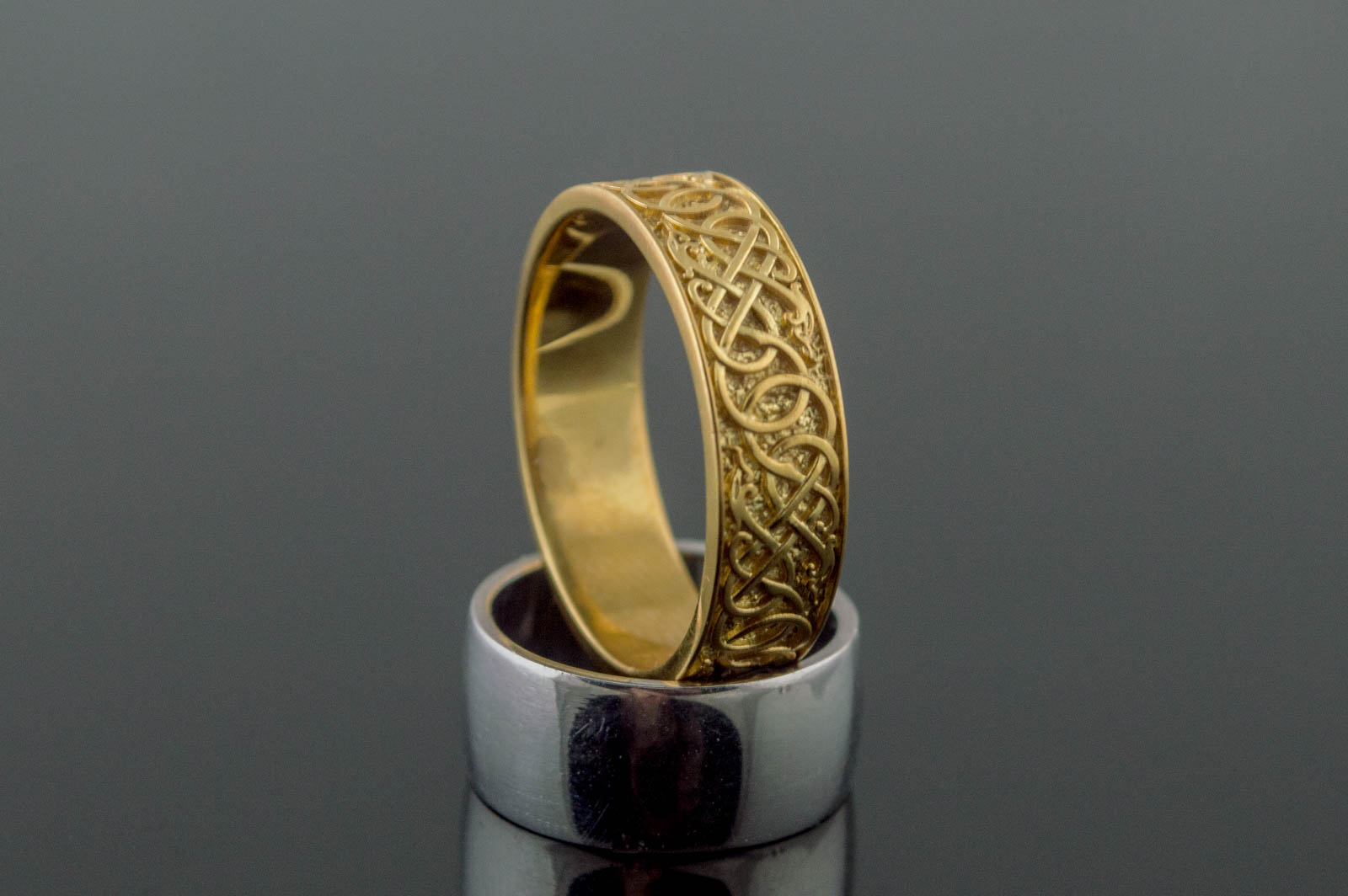 Urnes Ornament Ring Gold Handcrafted Jewelry - vikingworkshop