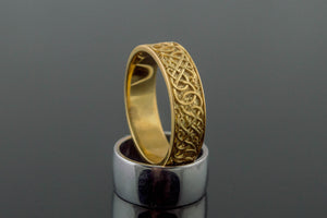 Urnes Ornament Ring Gold Handcrafted Jewelry - vikingworkshop