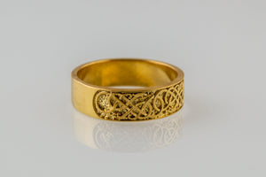 Urnes Ornament Ring Gold Handcrafted Jewelry - vikingworkshop