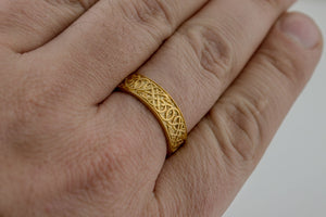 Urnes Ornament Ring Gold Handcrafted Jewelry - vikingworkshop