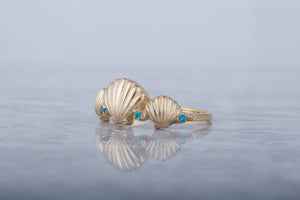 14K Gold Ring with Shell and Cubic Zirconia Jewelry - vikingworkshop