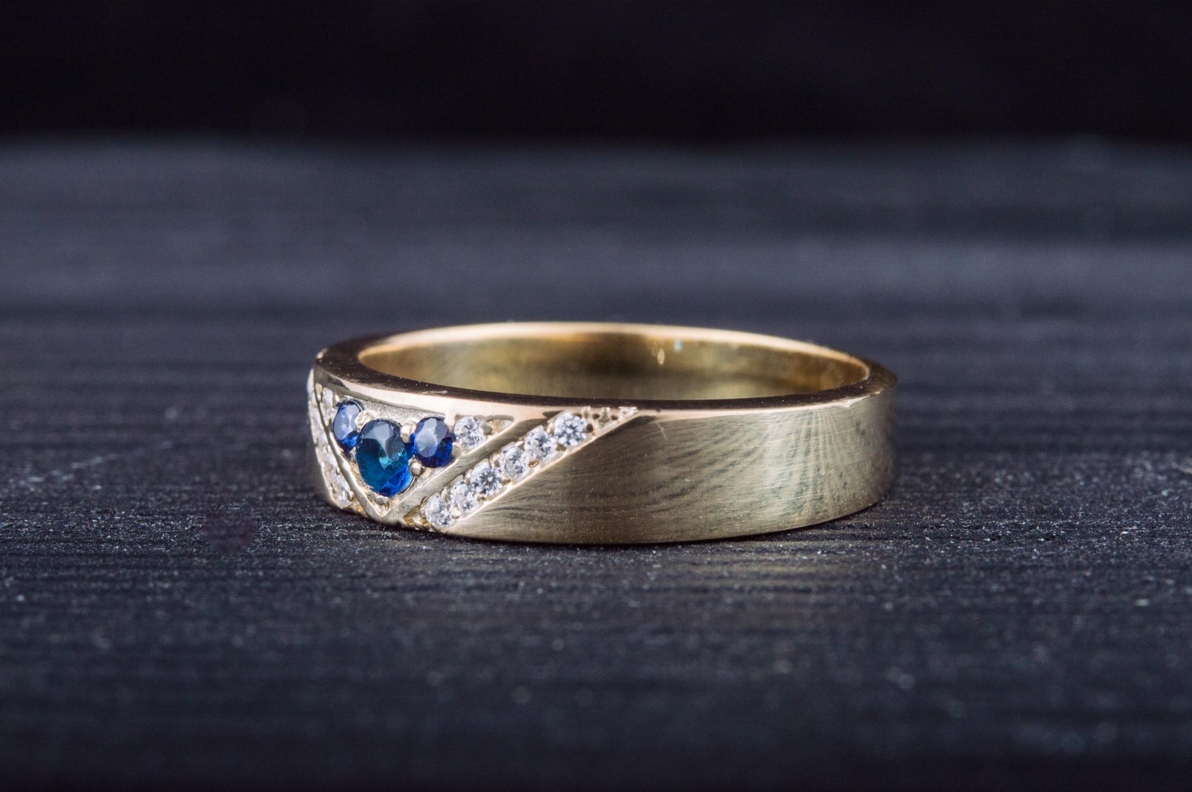 14K Gold Ring with Cubic Zirconia Handmade Viking Workshop Jewelry - vikingworkshop