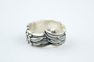 Raven Feathers Sterling Silver Norse Ring - vikingworkshop