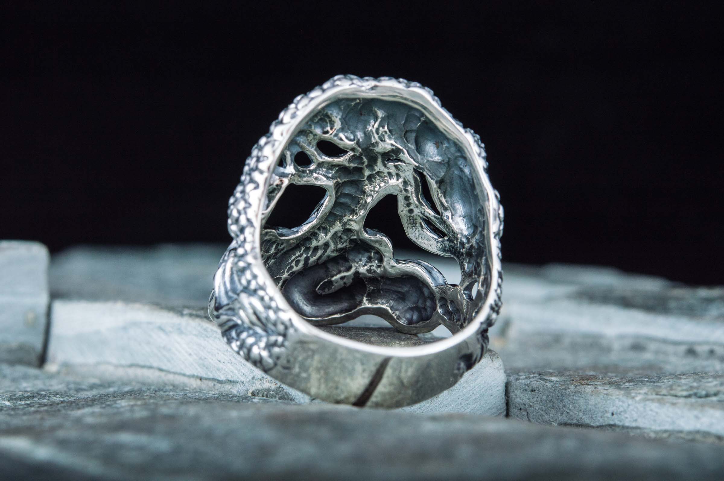 Yggdrasil World Tree Sterling Silver Viking Ring - vikingworkshop