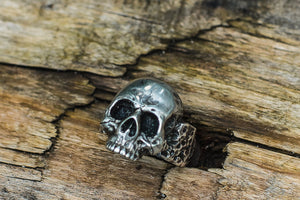 Skull Sterling Silver Biker Ring Unique Jewelry - vikingworkshop