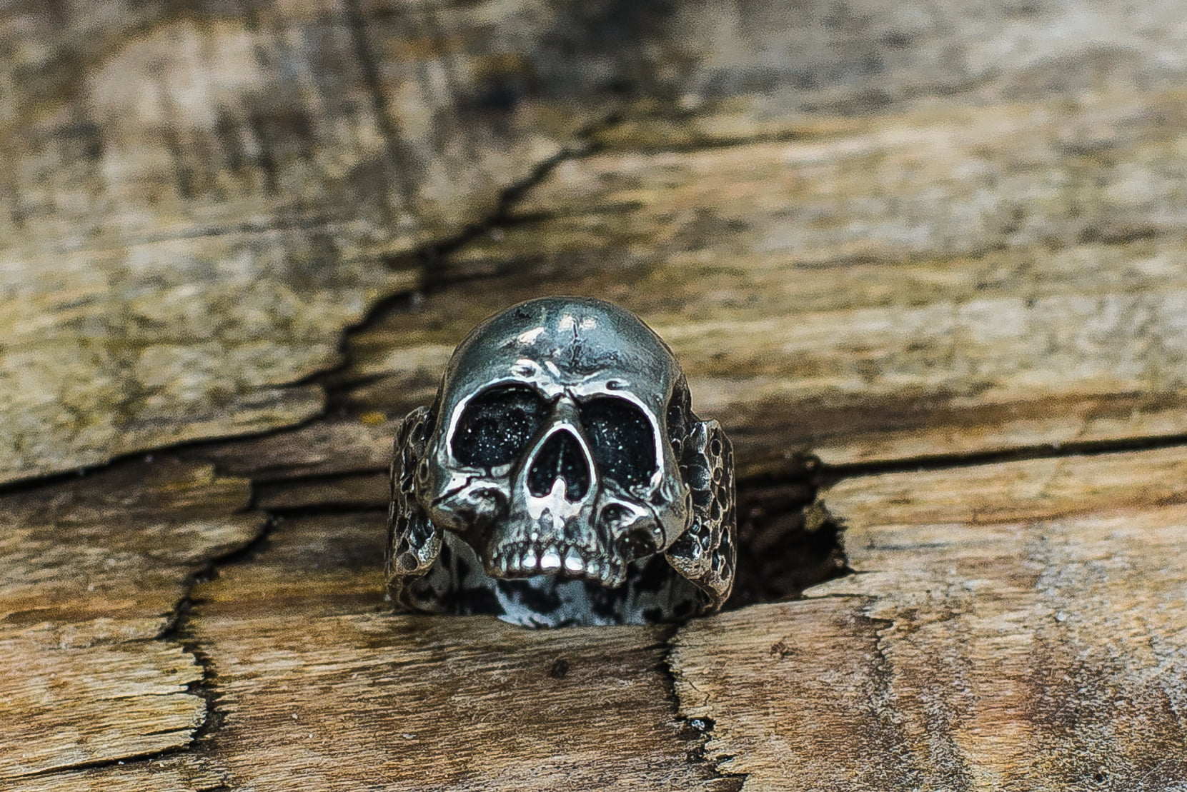 Skull Sterling Silver Biker Ring Unique Jewelry - vikingworkshop