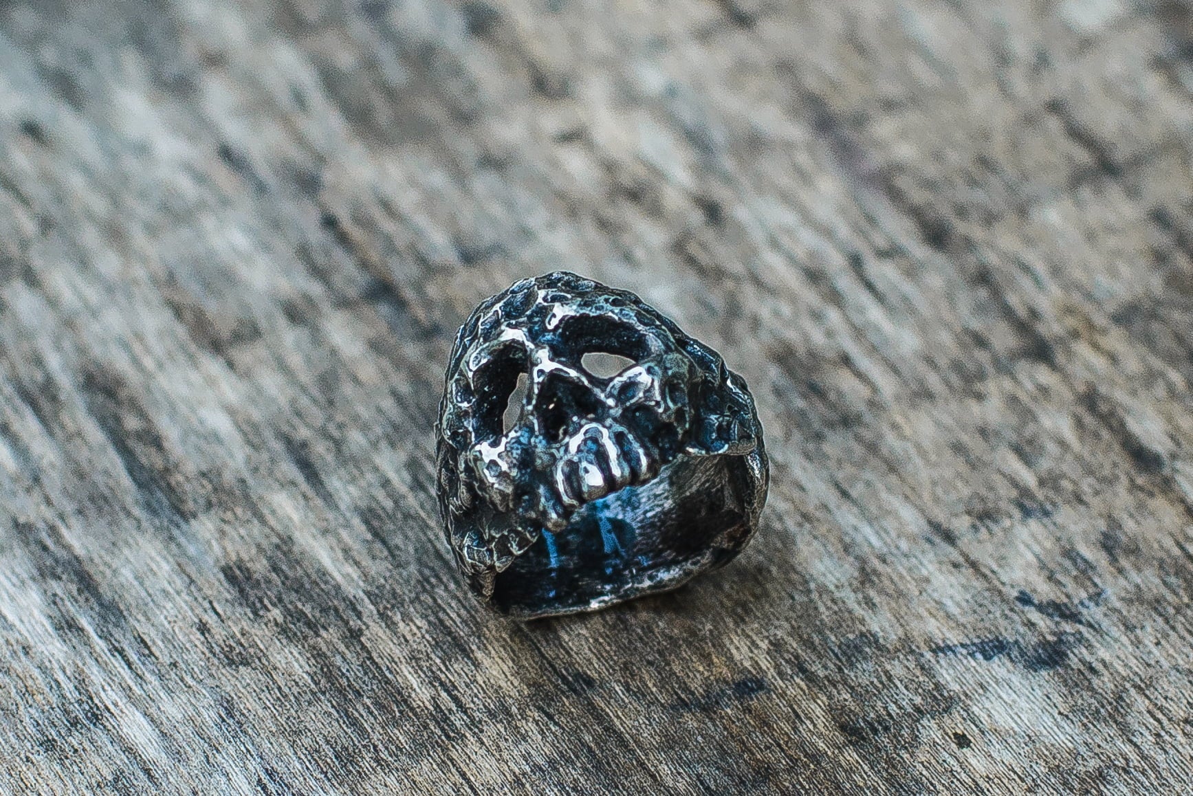 Skull Sterling Silver Unique Ring Biker Jewelry - vikingworkshop