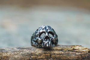 Skull Sterling Silver Unique Ring Biker Jewelry - vikingworkshop