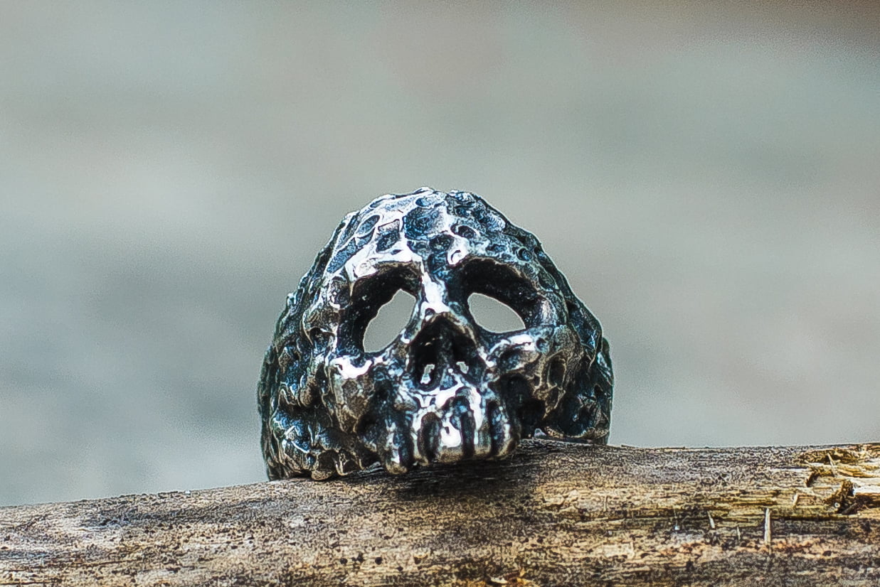 Skull Sterling Silver Unique Ring Biker Jewelry - vikingworkshop