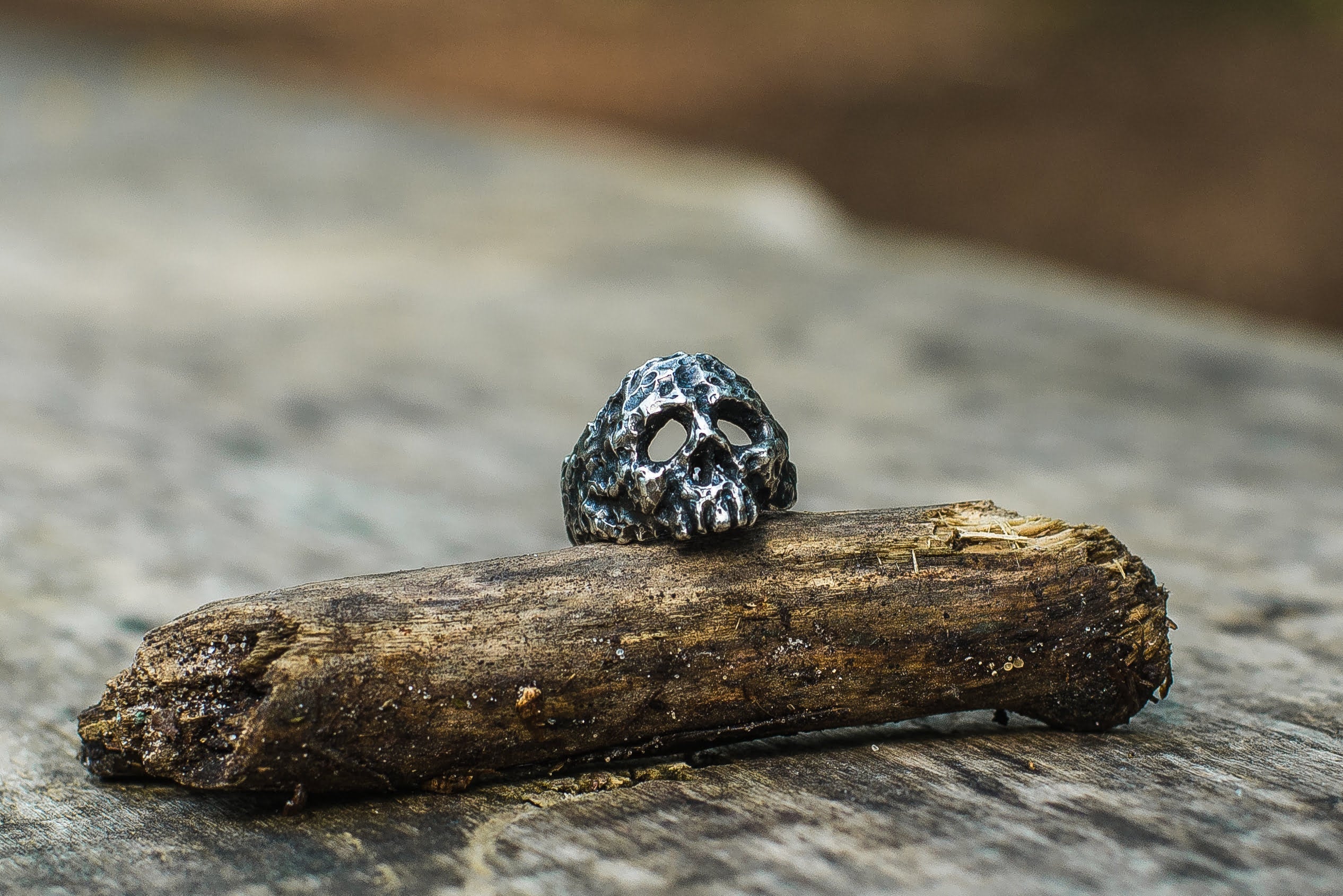 Skull Sterling Silver Unique Ring Biker Jewelry - vikingworkshop