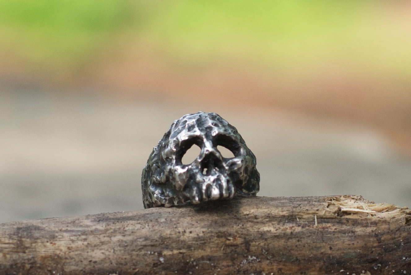 Skull Sterling Silver Unique Ring Biker Jewelry - vikingworkshop